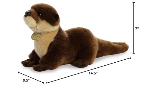 Aurora Realistic Miyoni River Otter Plush — 14.5-Inch Brown Hand-Stitched Stuffed Animal