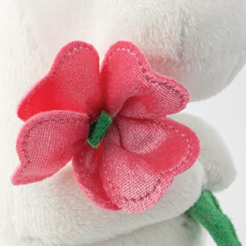 Aurora Moomin Standing with Pink Flower Plush – 17 cm, Soft Toy, Official Licensed Merchandise