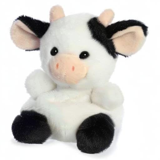 Aurora Palm Pals Sweetie Cow Plush – Pocket-Sized 5-Inch White Cow | Collectible Plush