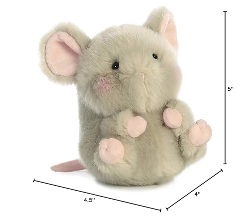 Aurora® Playful Rolly Pet Frisk Mouse Plush – 5-Inch Gray Stuffed Animal for On-The-Go Fun