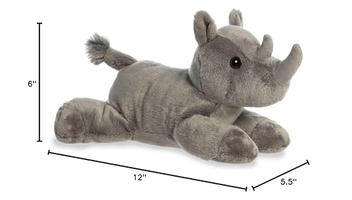 Aurora Rodney Rhino Flopsie Plush - 12-Inch Gray Stuffed Animal