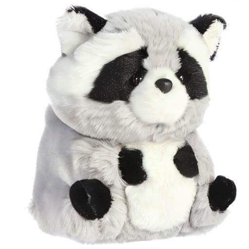 Aurora Round Rolly Pet Ripley Raccoon Stuffed Animal - 5in Gray