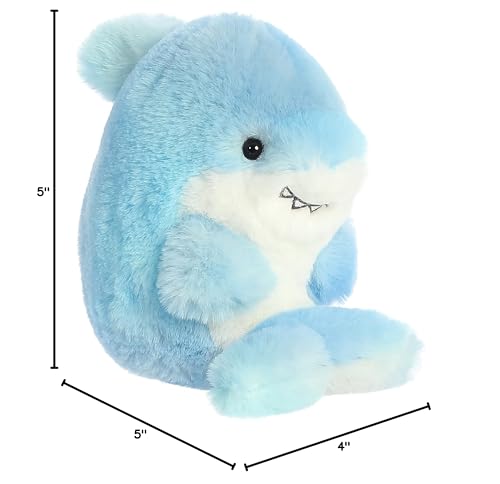 Aurora Round Rolly Pet Sutton Shark Stuffed Animal – Blue, 5 Inches | Adorable On-The-Go Plush