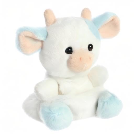 Aurora Adorable Palm Pals Skyla Blueberry Cow Plush — Pocket-Sized Collectible Toy (4.5 in)
