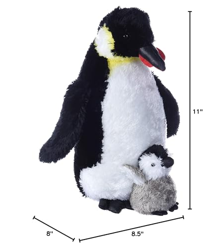 Aurora Playful Wild Life Emperor Penguin with Baby Plush - 11in