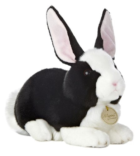 Aurora World Miyoni Dutch Rabbit Plush – 10-inch Black & White, Realistic & Silky Soft