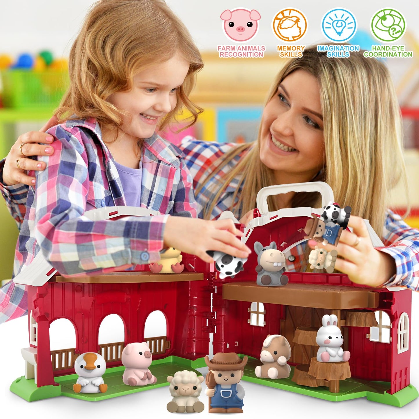 AuroTops Farm Barn Playset – 11-Piece Farm Toy for Toddlers (1-3 yrs)