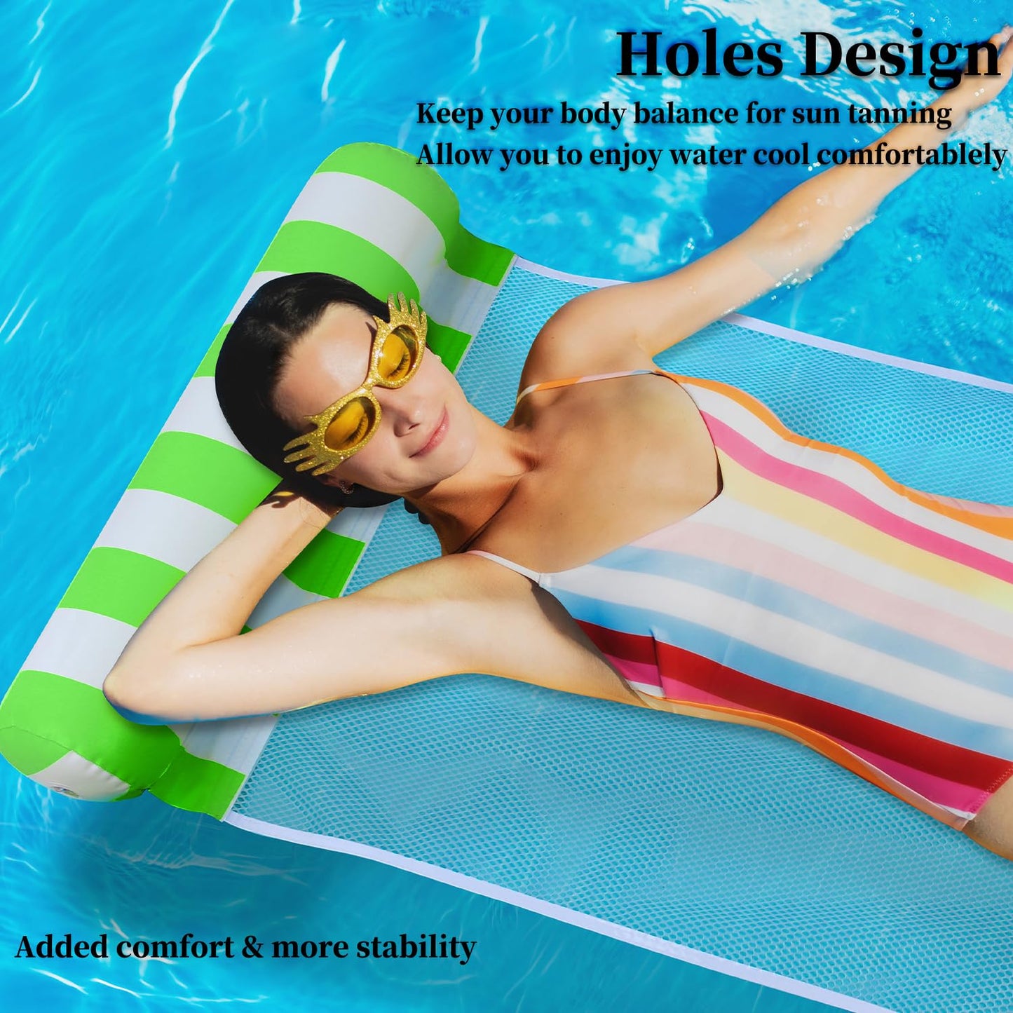 Auspicious Rain 3-Pack Upgraded Water Pool Floats - 4-in-1 Hammock, Saddle, Lounge Chair, Drifter | Non-Stick PVC