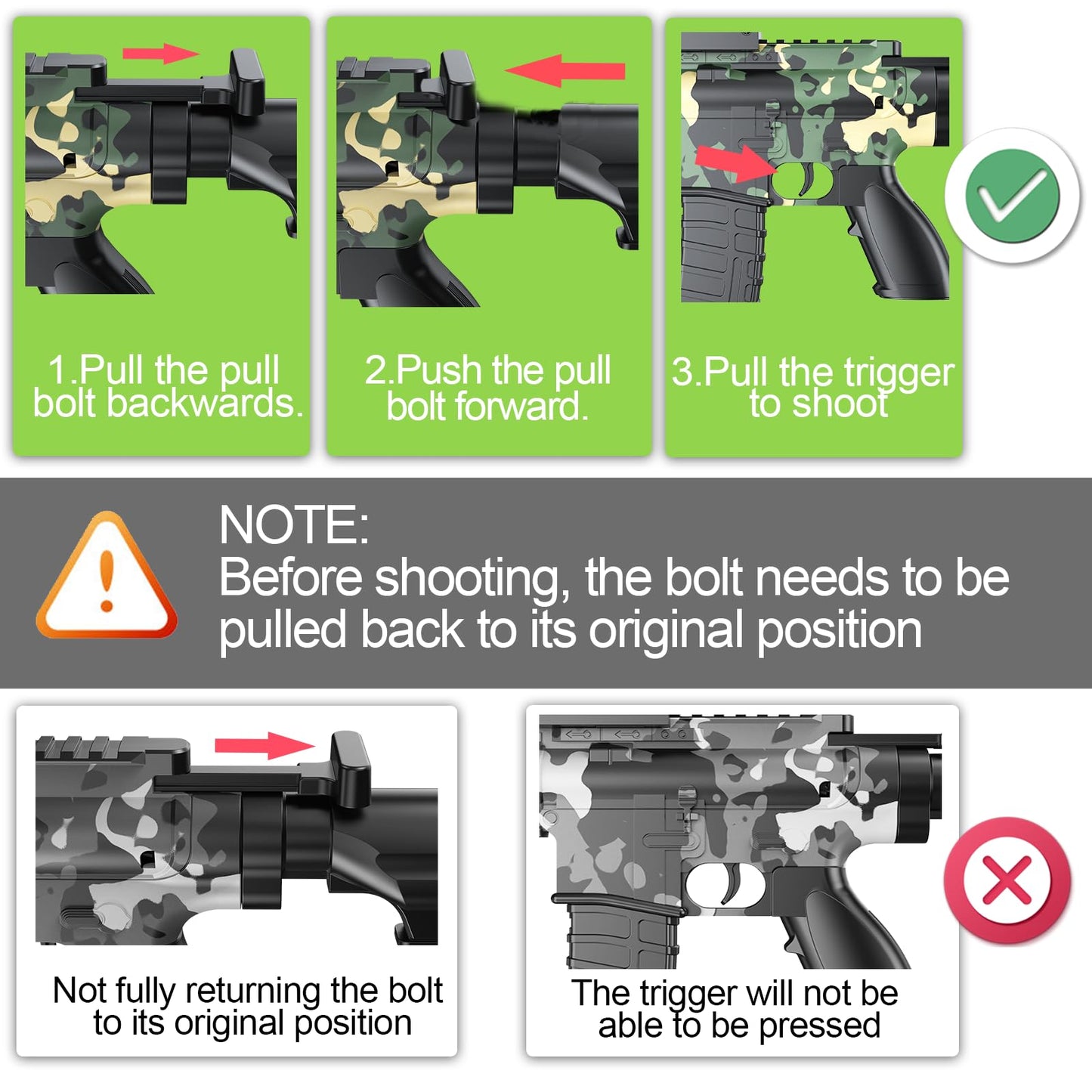 Austraes Toy Gun with Soft Bullets – Shell-Ejecting Foam Blaster, 60 Bullets, Green