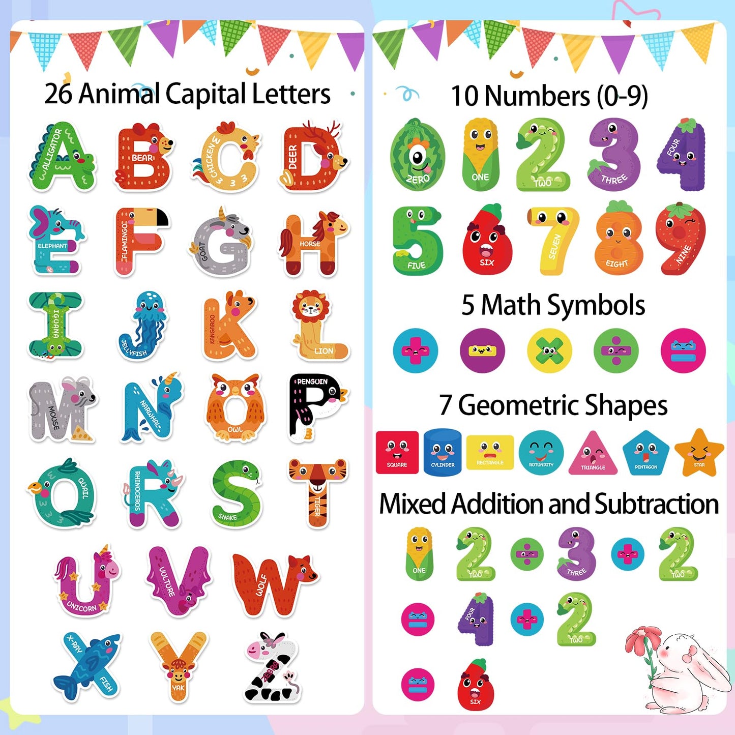 Auzesto 48Pcs Magnetic Letters & Numbers Fridge Magnets – Animal Alphabet Set