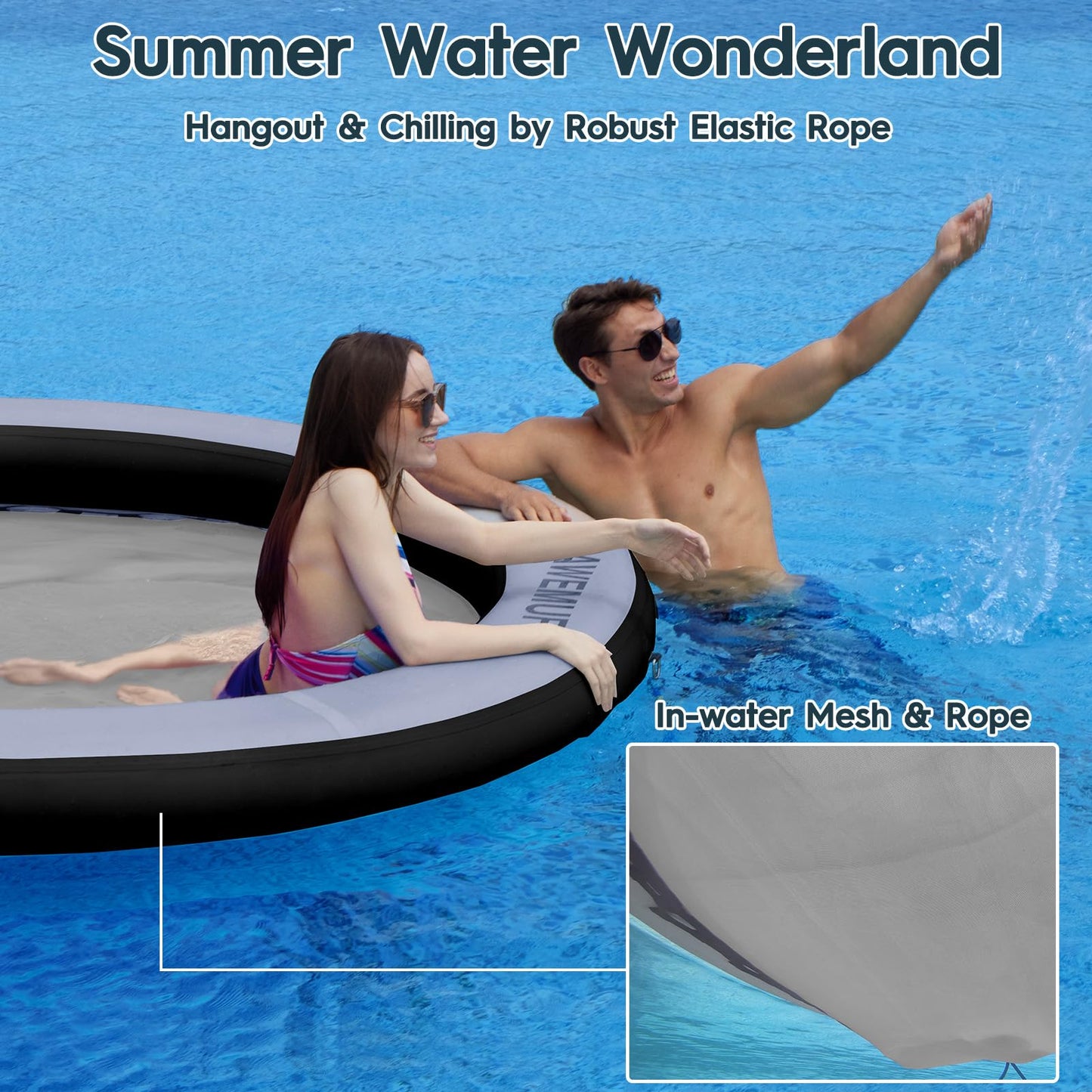 AWEMUFA 8ft Water Hammock | 8-Inch Thick Round Floating Ring for Pool and Lake