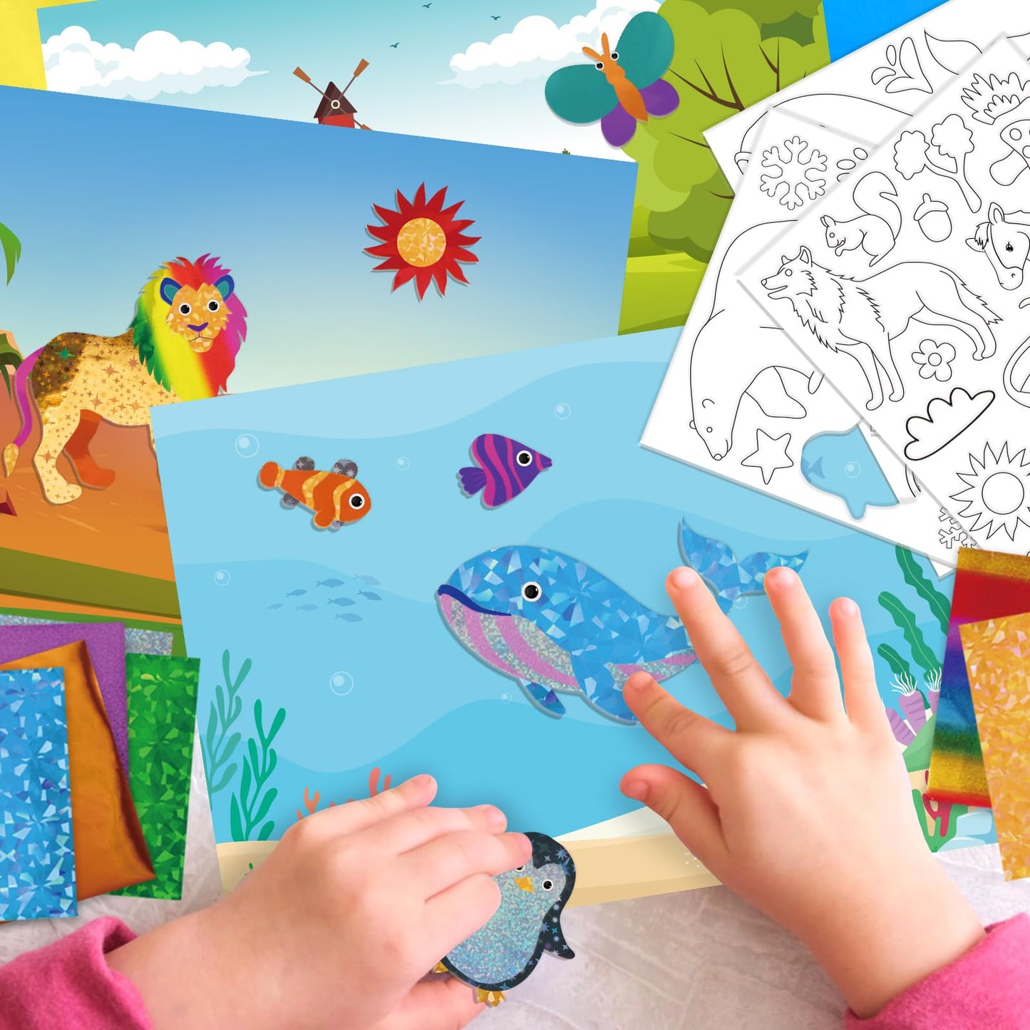 AWHETIE Animals Foil Craft for Kids – Mess-Free Art Kit for Ages 4–9