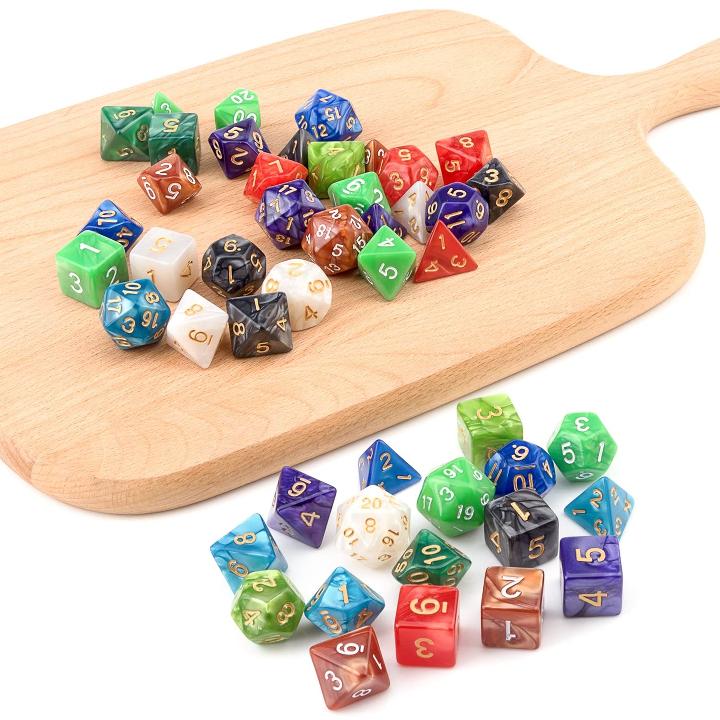 Awpeye 10x7 Polyhedral Dice Set (70 Pieces) for D&D and RPG – 10 Colorful Sets with 10 Pouches