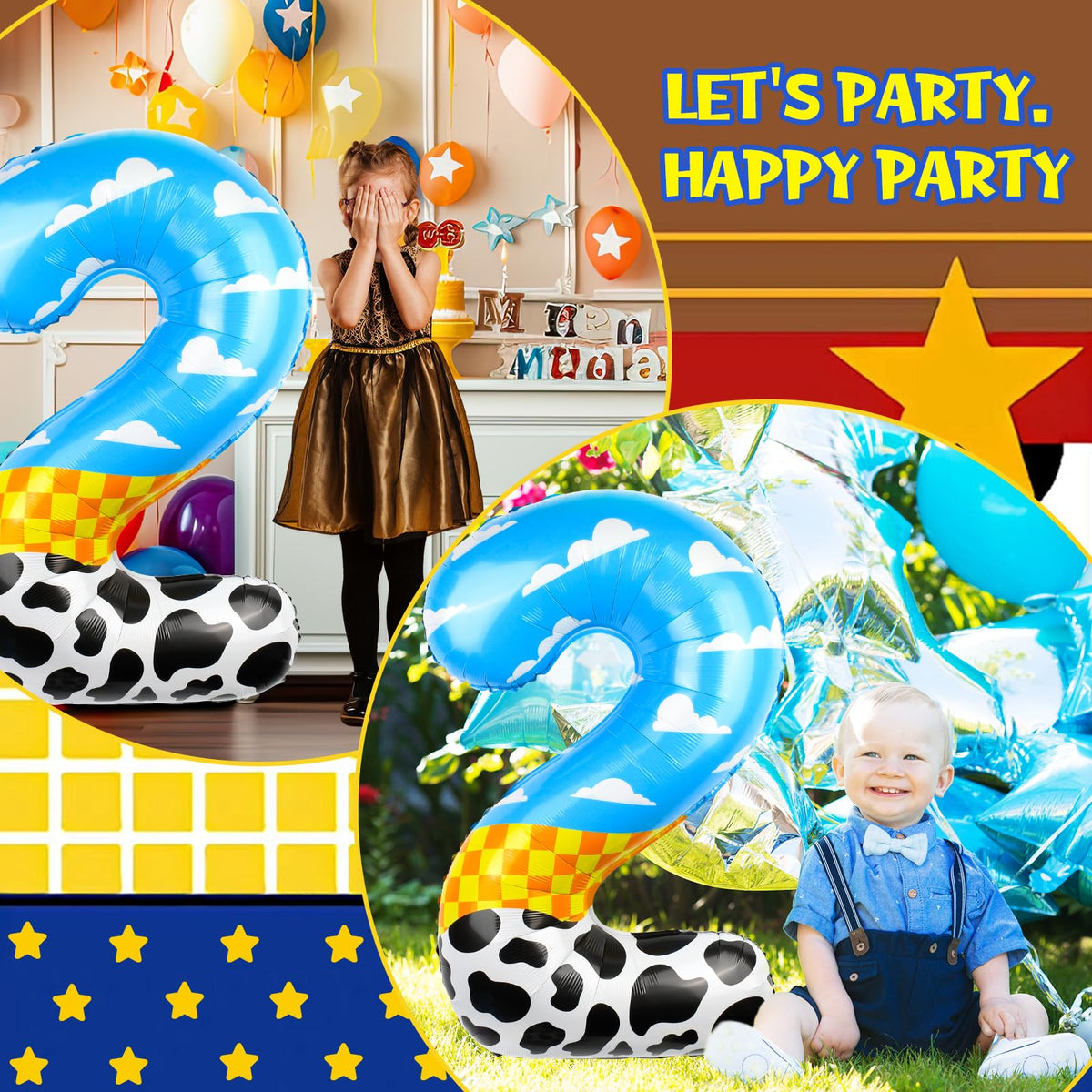 AXBMM 40-Inch Number 2 Balloon – Blue Clouds Farm Theme Balloon for Birthday Garland & Arch Kit