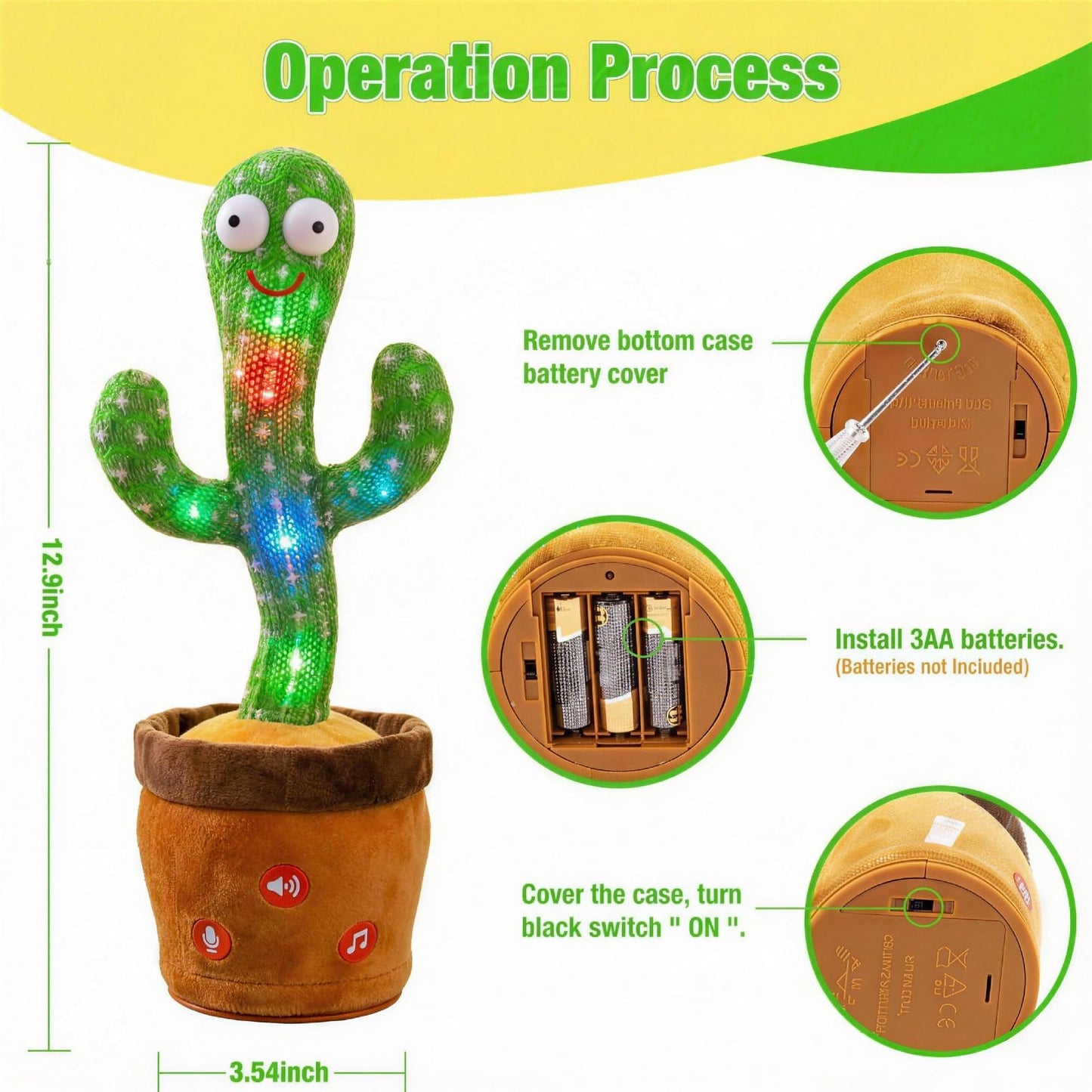 Ayeboovi Dancing Talking Cactus Toy – Volume Adjustable, Repeats What You Say, 120 Songs