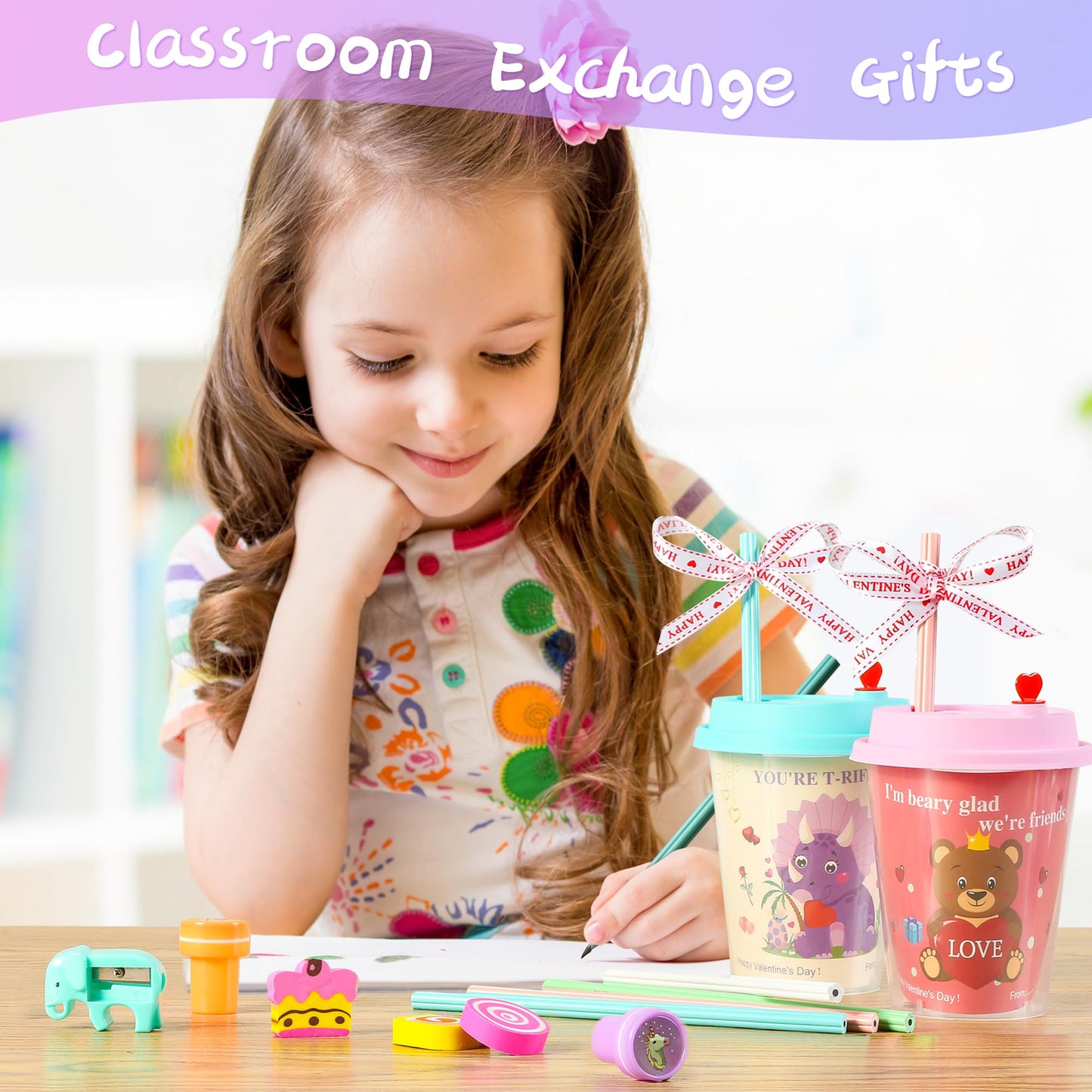 AYGXU 24-Piece Valentines Day Stationery Set for Kids – Classroom Gifts & Cards
