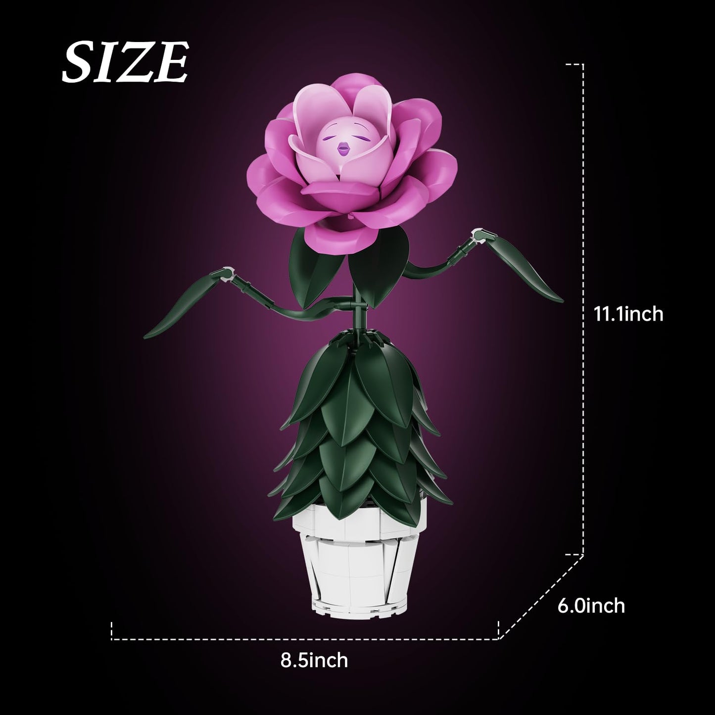 AZBHDTYS Wonderland Flower Building Set - Pink Rose, 220 PCS, Lego Flowers Compatible