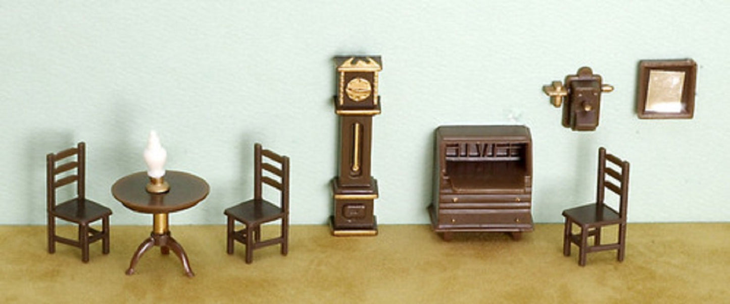 Aztec Imports 1:48 Dollhouse Living Room Set – 9-Piece Plastic Miniature (#G1452)