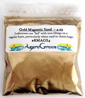 AzureGreen Gold Magnetic Sand 4oz – Money-Drawing Lodestone Ritual Sand
