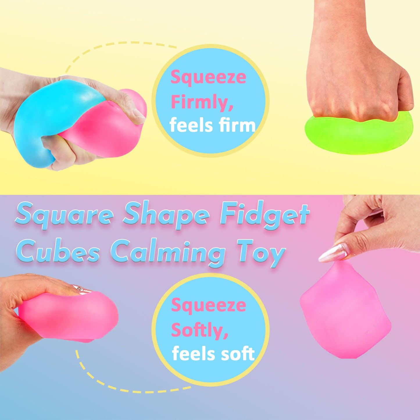 Azurphoric 3Pcs Stress Cube Squishy Toys – Slow Rising, Quiet Fidget Balls for Focus & Calm