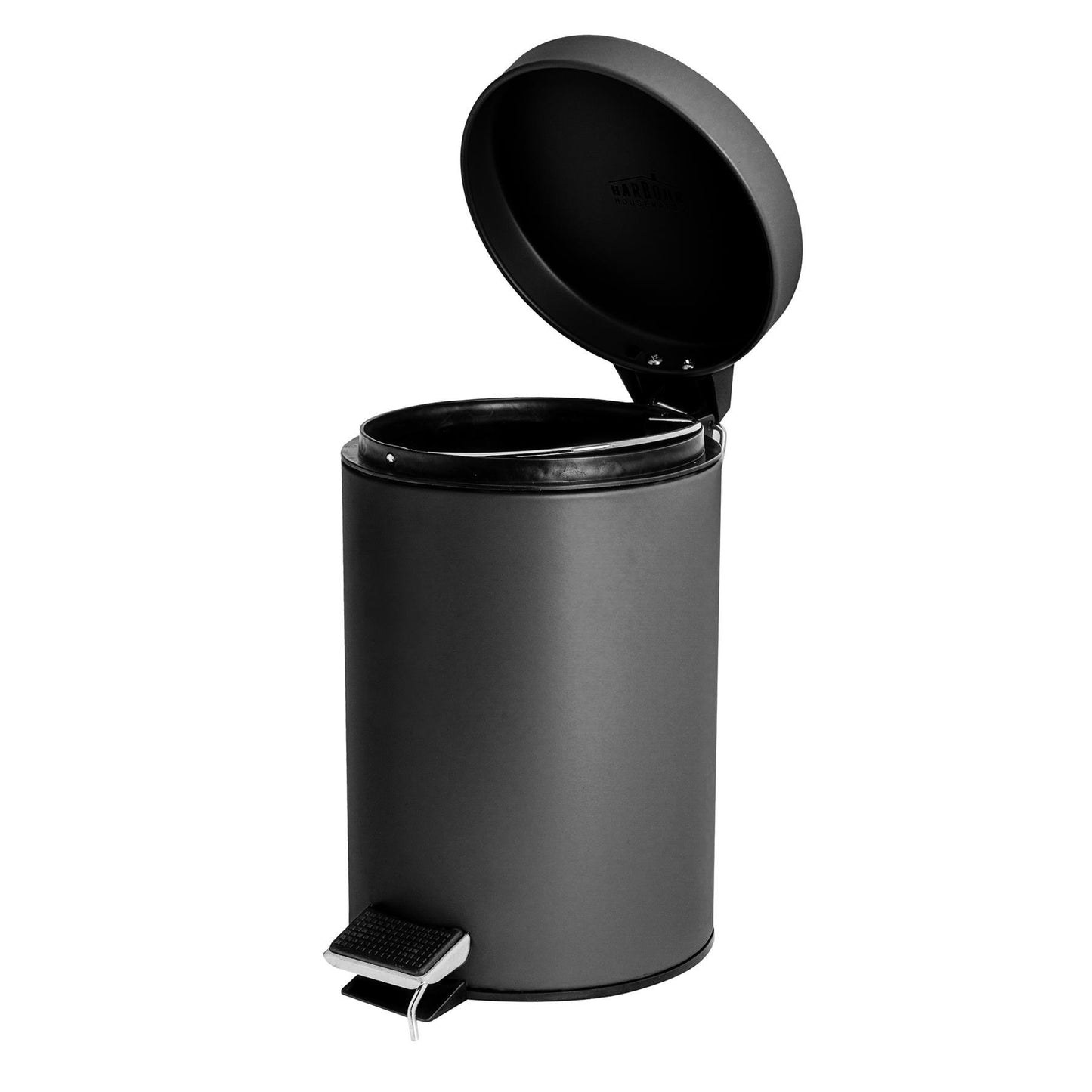 3L Matt Black Round Stainless Steel Bathroom Pedal Bin