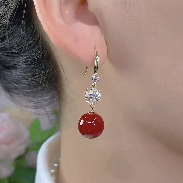 Red Bean Pearl Earrings - Elegant Personalized Jewelry