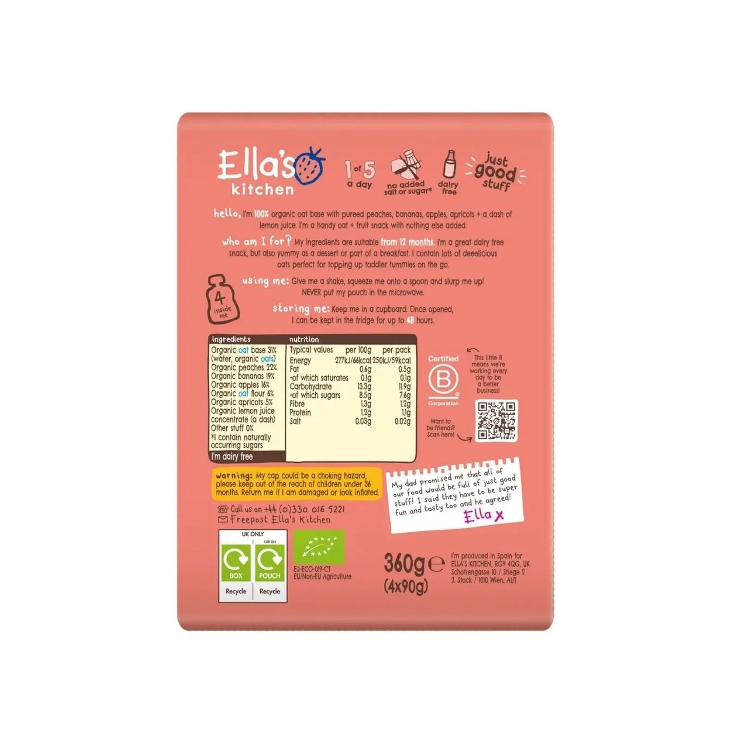 Ella's Kitchen Berry Oaty Smooshy 12+ months 360g (4x90g)