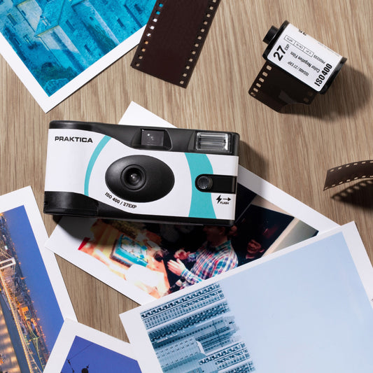Praktica Single Use Disposable Colour Film Camera with Flash - Blue