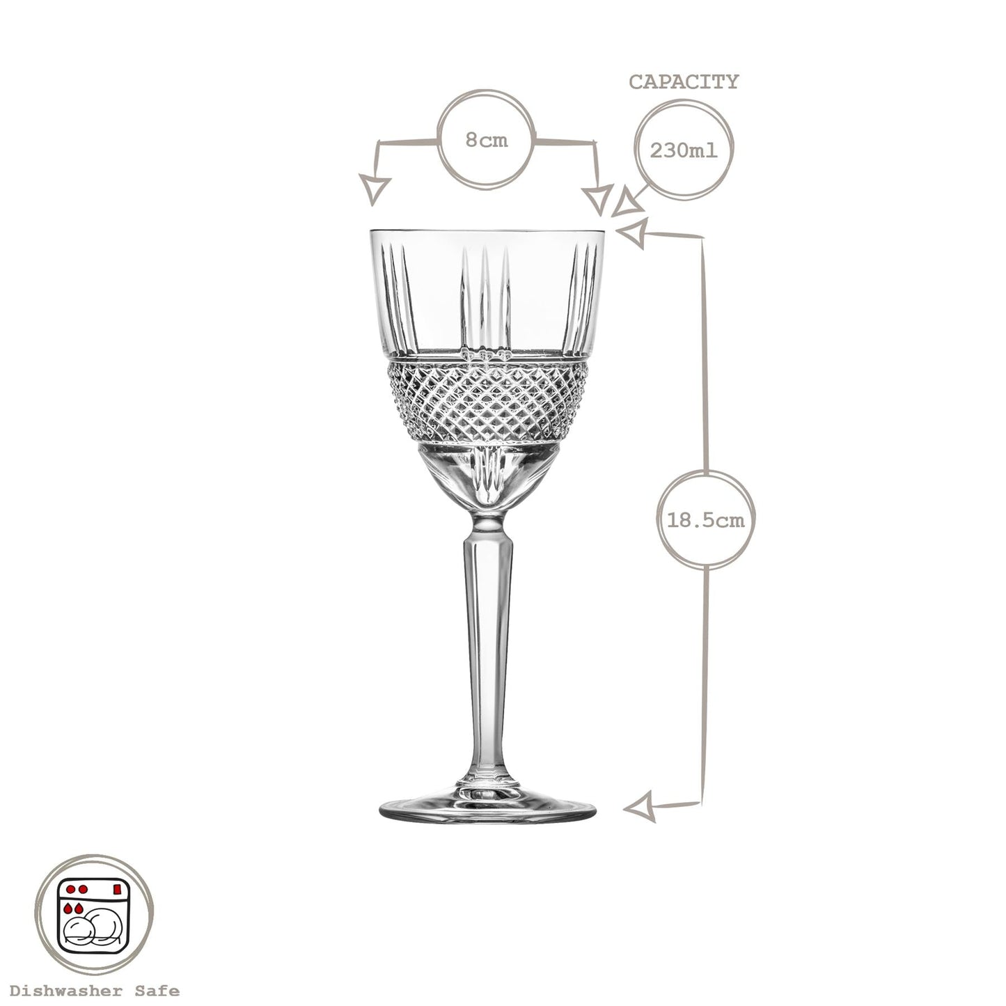 230ml Crystal Wine Glasses - Pack of Six - Downton Abbey