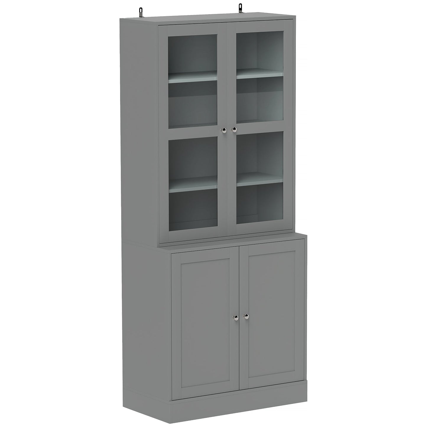 HOMCOM Modern Bookcase Display Storage Cabinet w/ Doors Adjustable Shelves