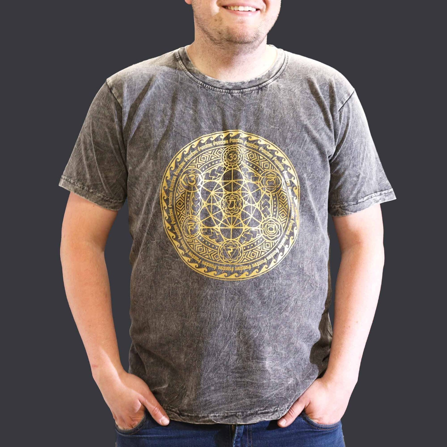 XLarge Stone Washed T-Shirt - Chakra - Dark Grey
