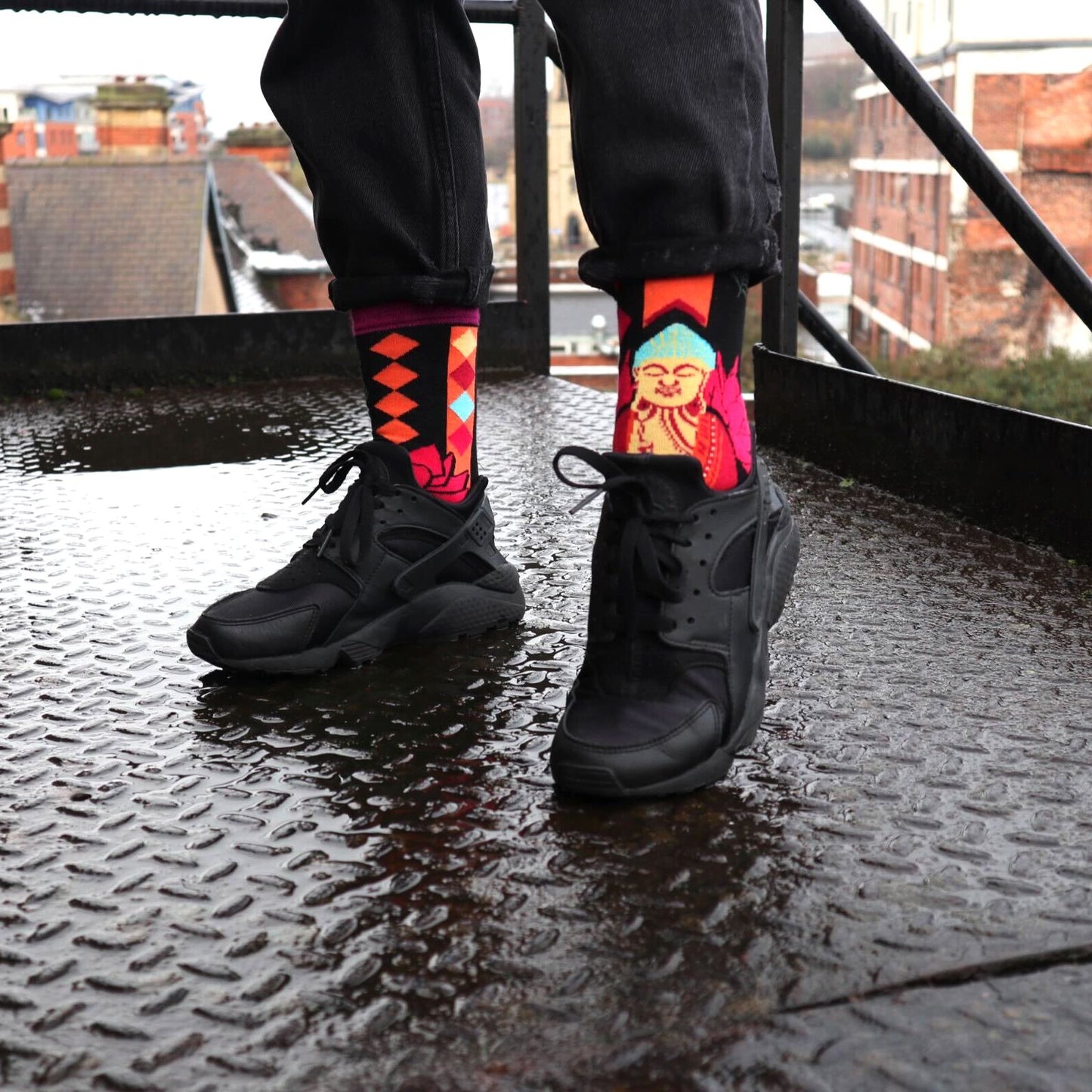 Hop Hare Bamboo Socks M/L - Pink Buddha & Lotus
