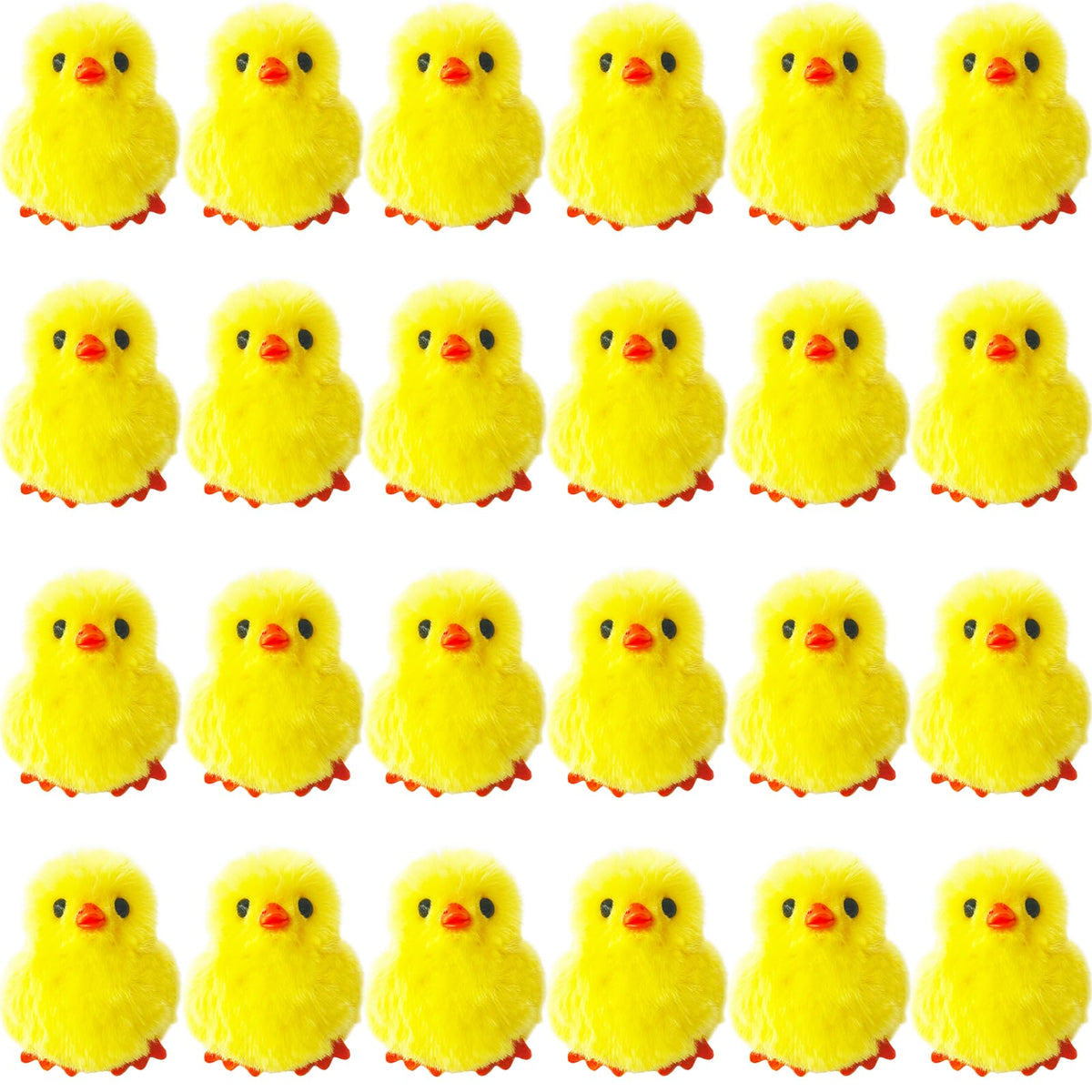 Baaxxango 24-Piece Easter Fluffy Chicks – Soft Plush Mini Chick Ornaments for Easter Decor & Party Favors