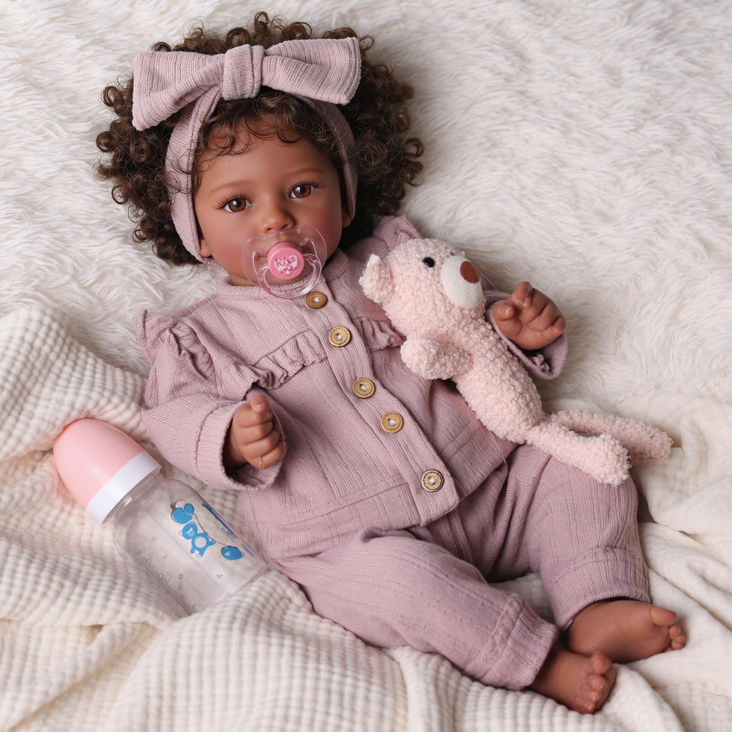 BABESIDE Callie 20-Inch Reborn Black Girl Doll – Realistic Soft-Body Baby Doll with Clothes