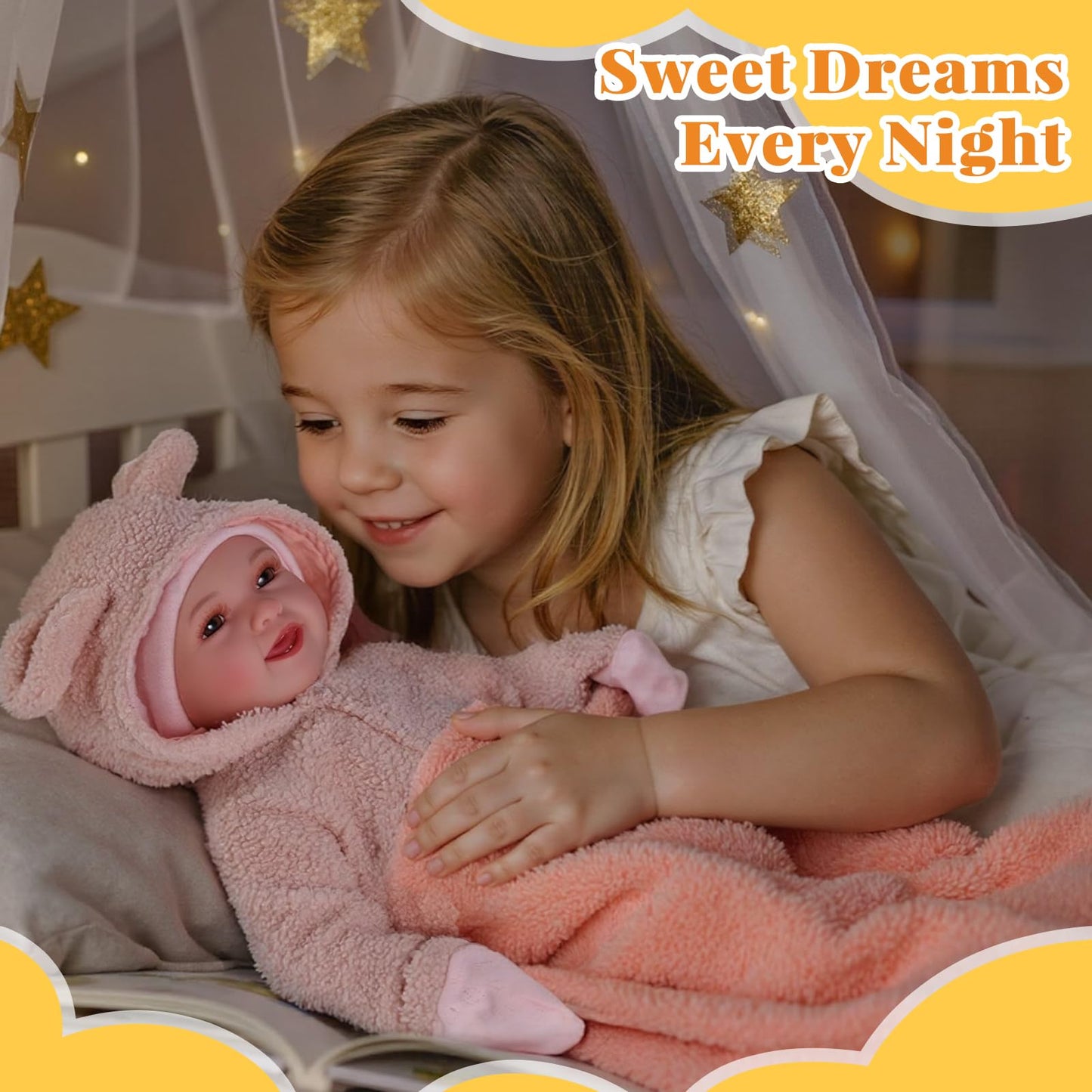 BABESIDE 15-Inch Lightweight Baby Doll with Feeding Set – Realistic First Doll for Kids 3+