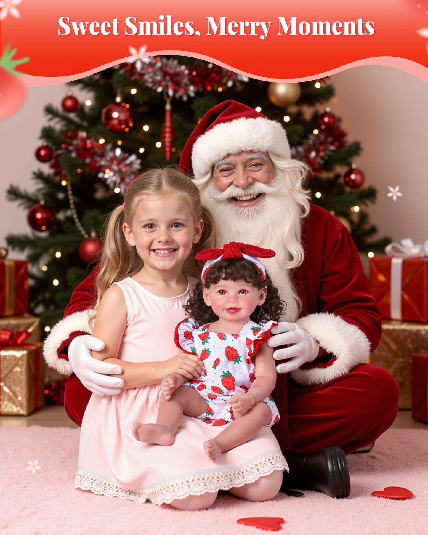 BABESIDE 3Pcs Reborn Doll Clothes for 17-22 Inch Dolls | Strawberry Outfit with Magnetic Pacifier