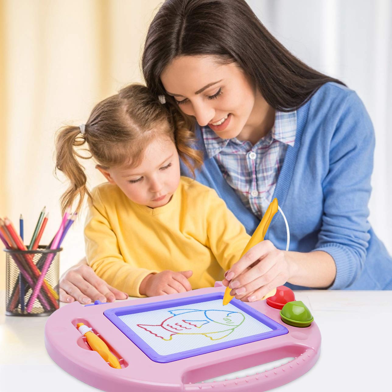 BABLOCVID Magnetic Doodle Board for Toddlers - Colorful Educational Toy for 1-3 Year Olds