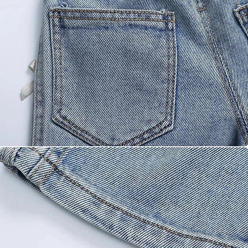 Girls Bow Jeans β 2025 Spring Autumn Loose Denim Trousers with Ribbon Detail