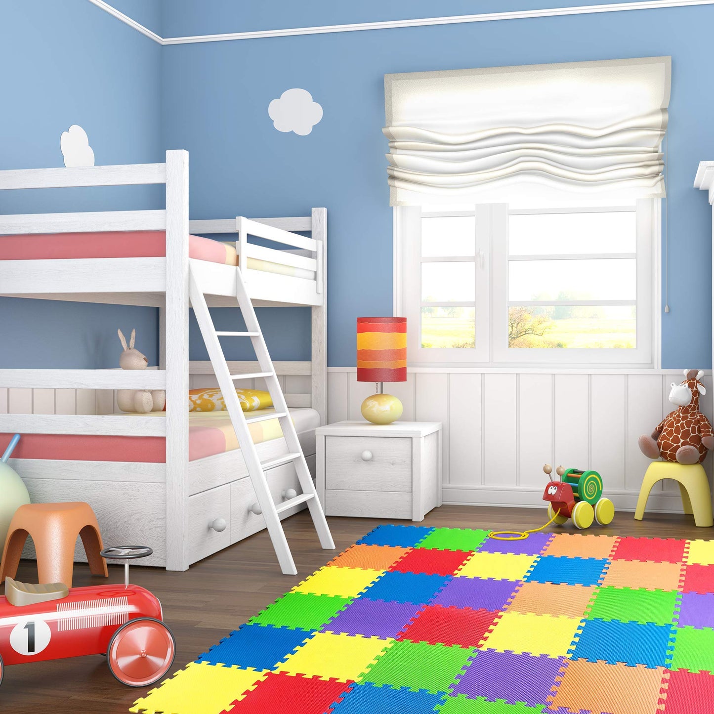 BABY LOOVI Non-Toxic Interlocking Foam Play Mat – 36 Tiles, 12x12in, 10mm Thick, 36 Sq Ft