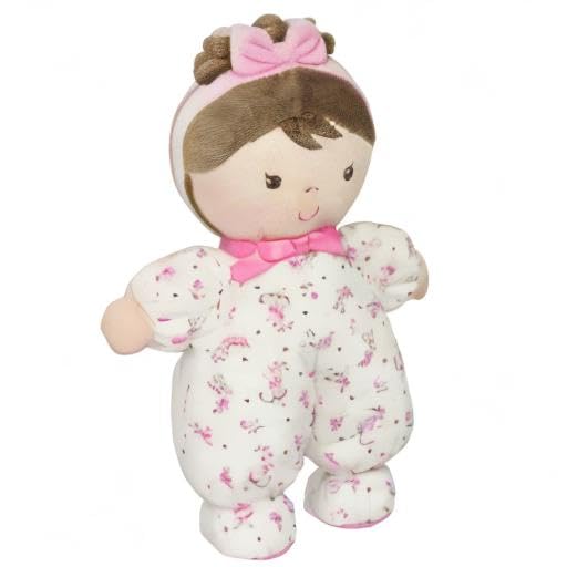 Baby Starters Little Me Jackie Plush Baby Doll – 9in Pink Vintage Rose with Rattle