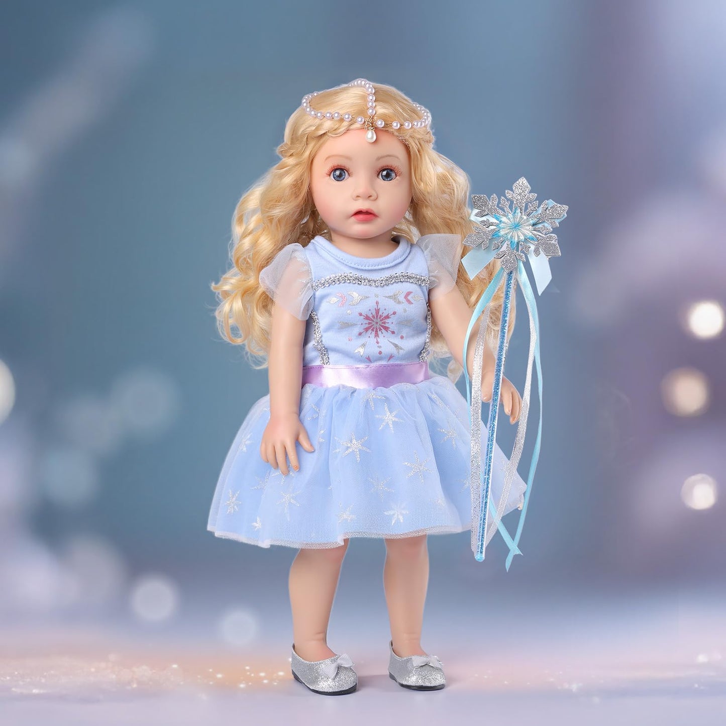 BABESIDE American 16-Inch Ice & Snow Magic Doll – Princess Dress, Wand & Accessory Kit