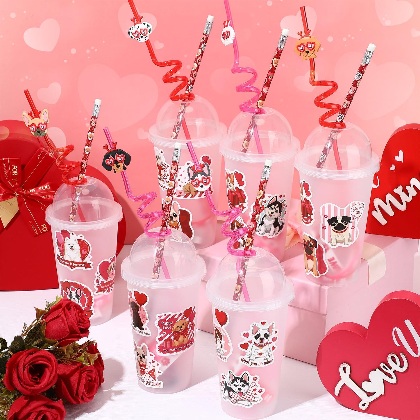 Baderke Valentine Stationery Gift Set – 24-Piece Party Favors with Heart Erasers, Pencils, Silicone Bracelets