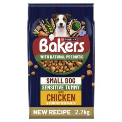 BAKERS Small Dog Sensitive Tummy Chicken with Veg Dry Dog Food, 2.7kg