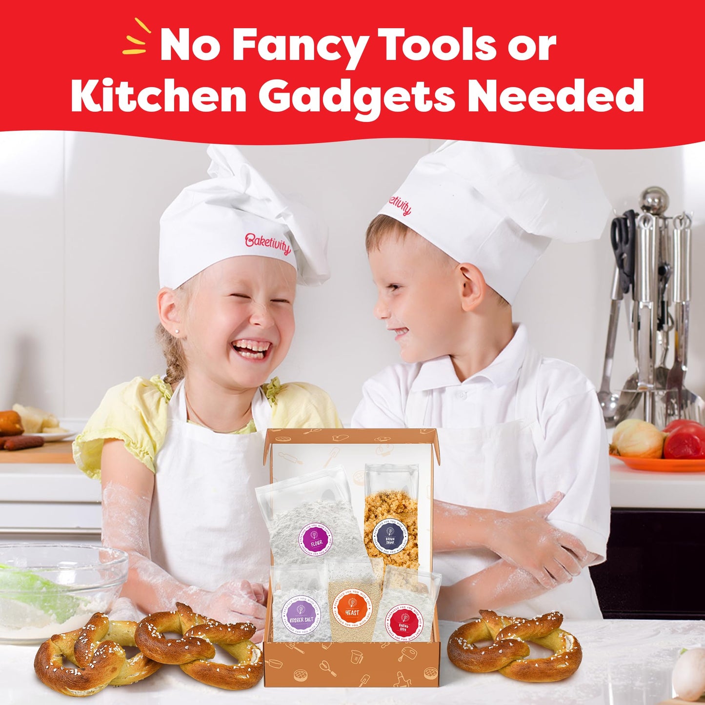 Baketivity Pretzel Making Kit for Kids 5-12+ | Hands-On Baking Set with Recipe & Ingredients