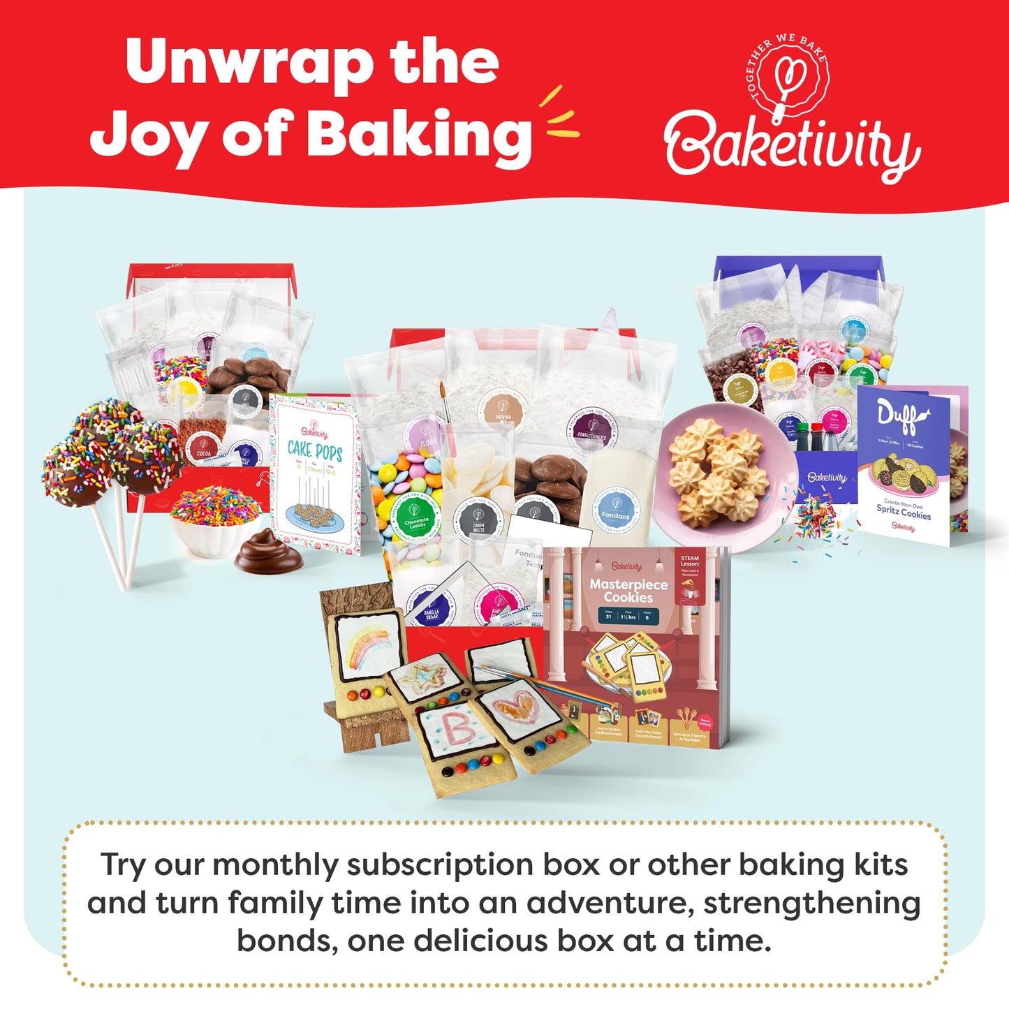 Baketivity Masterpiece Cookies Kit for Kids – Premeasured Ingredients & Step-by-Step Artful Baking