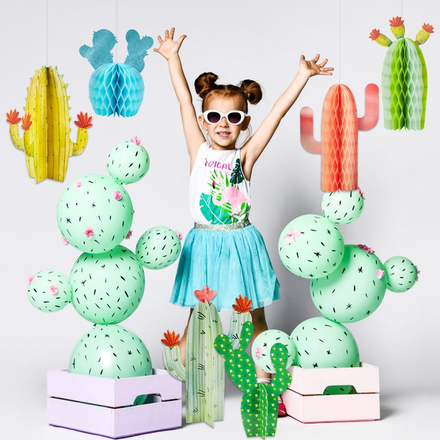 Balun Admhail 6-Pack Cactus Honeycomb Table Centerpieces for Parties