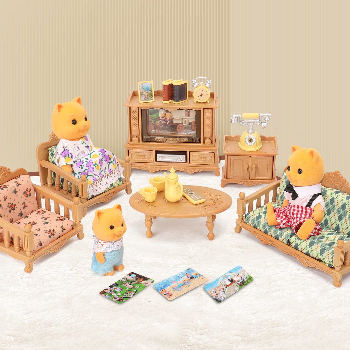 BananMelonBM Dollhouse Furniture Set – Living Room Miniatures for Kids 3+