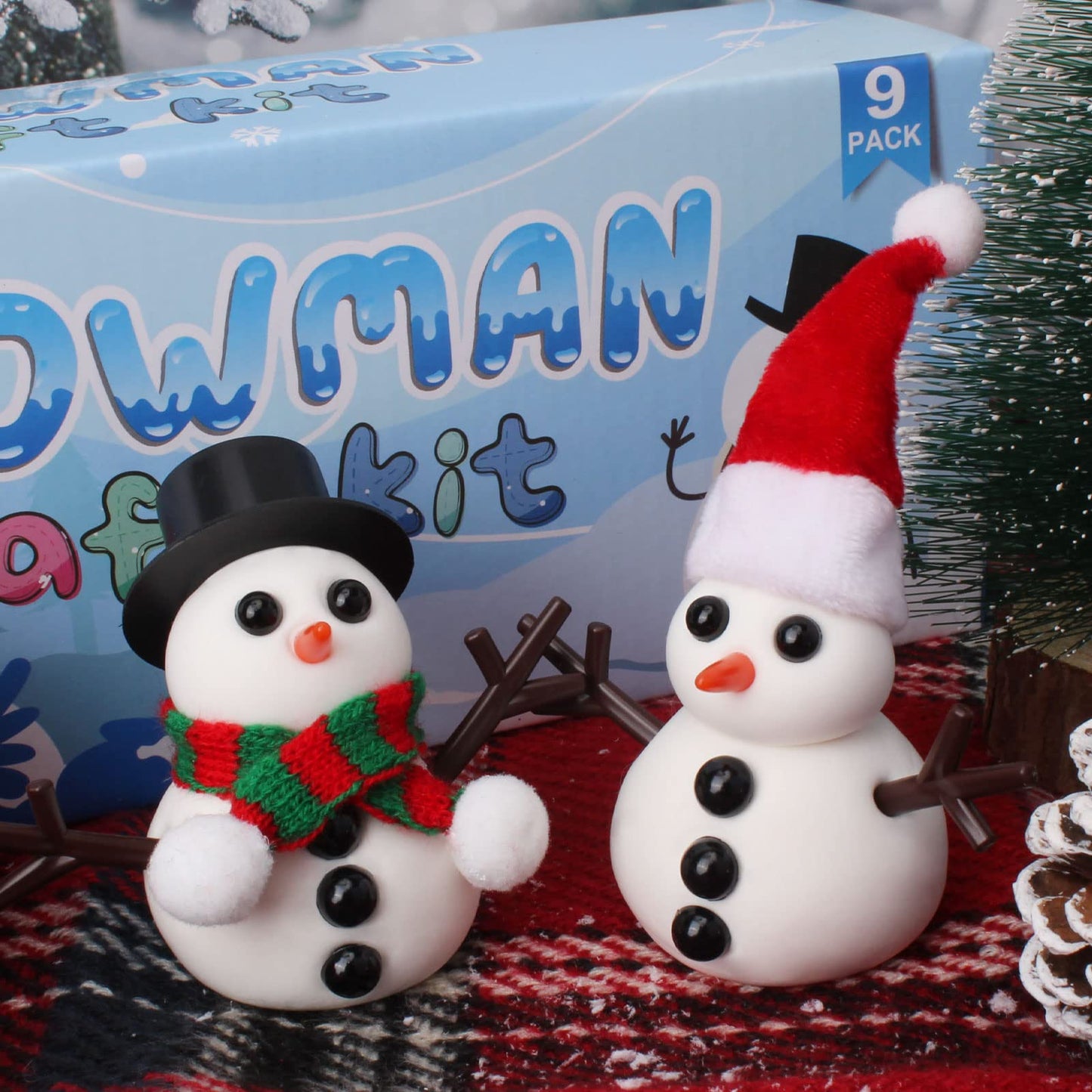 BANBBUR 9-Pack Build a Snowman Kit – Kids Snowman Craft DIY Christmas Gift