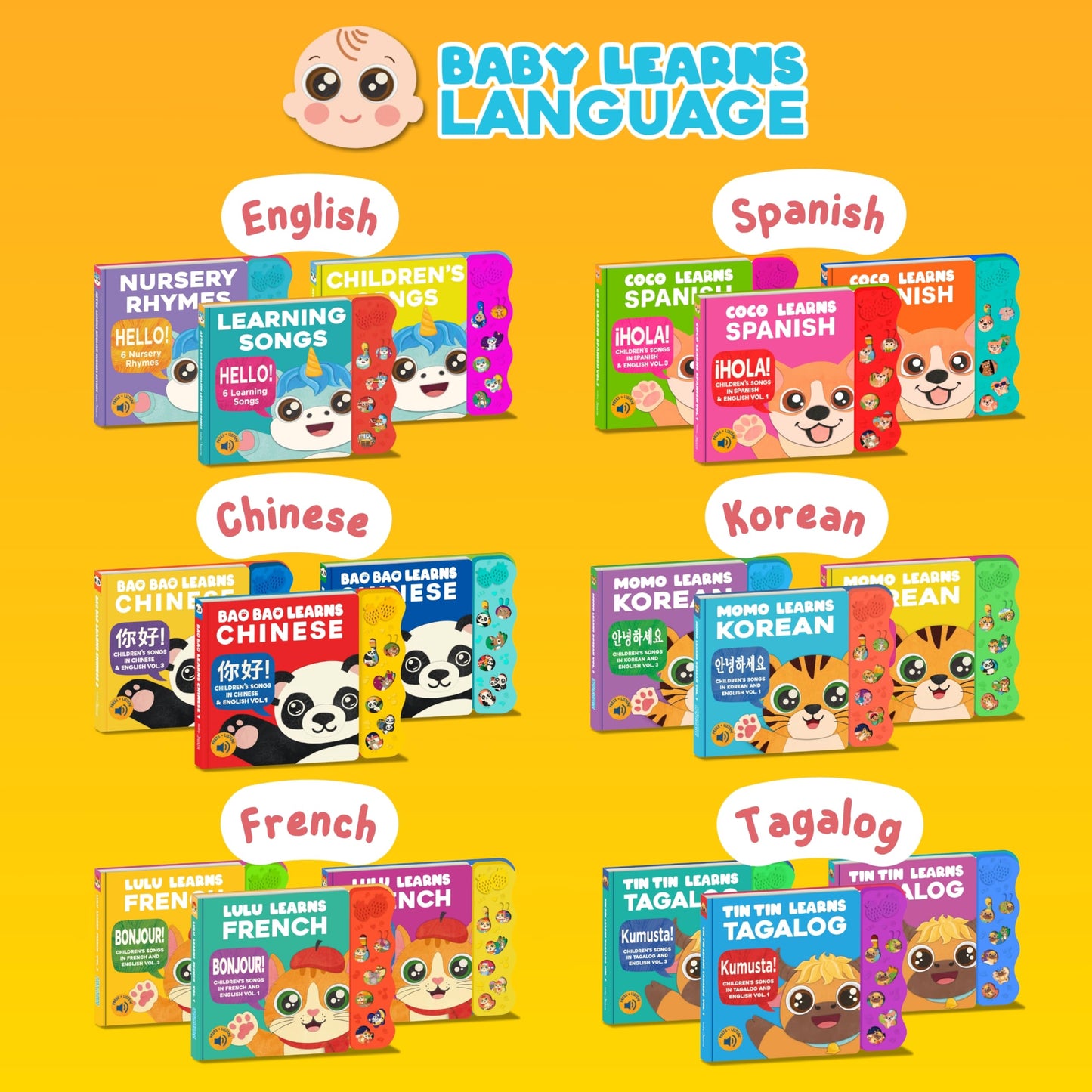 Bao Bao Learns Chinese Vol. 3 – Bilingual Mandarin Board Book with Sound for Toddlers