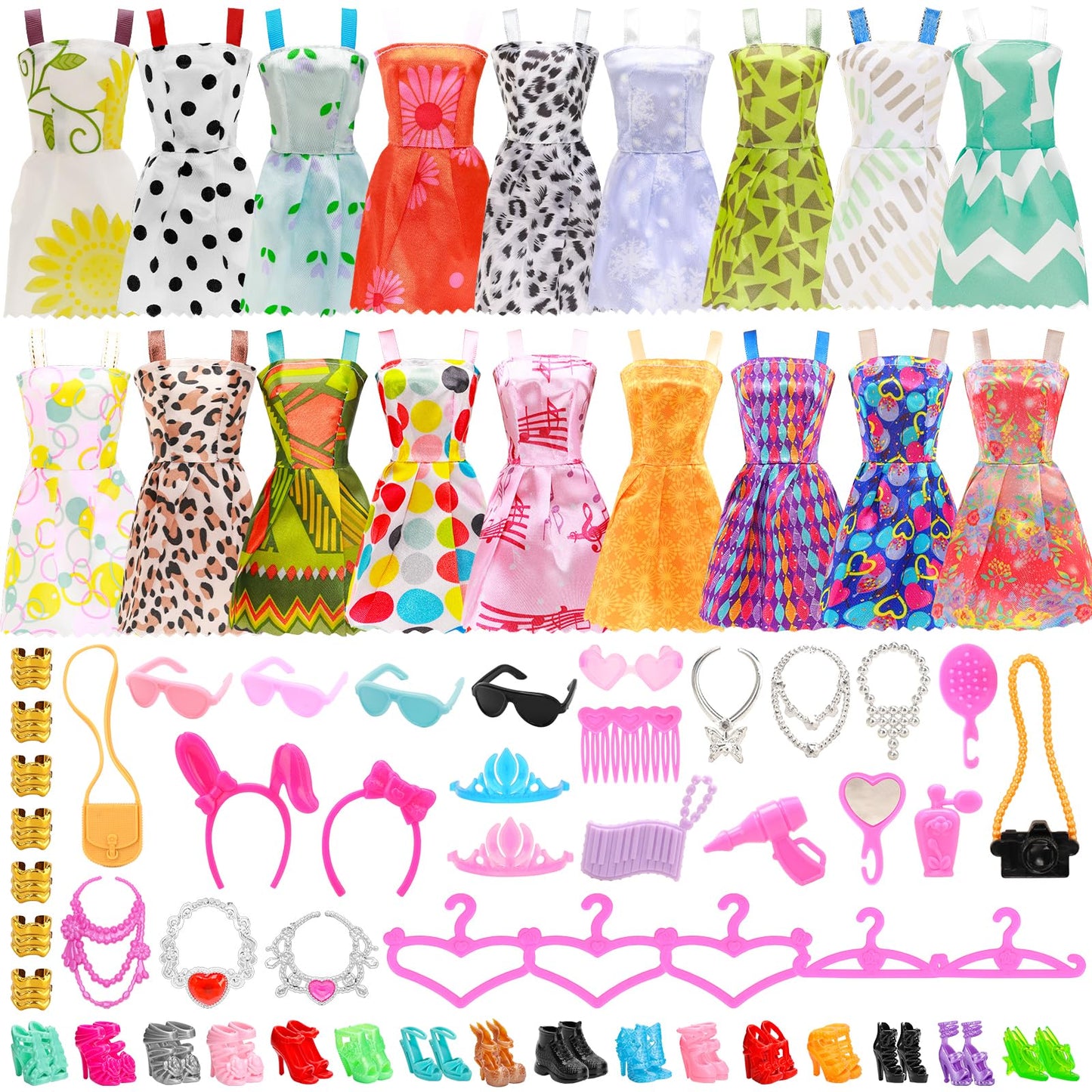 BARWA 53-Pcs Doll Clothes & Accessories for 11.5-Inch Dolls
